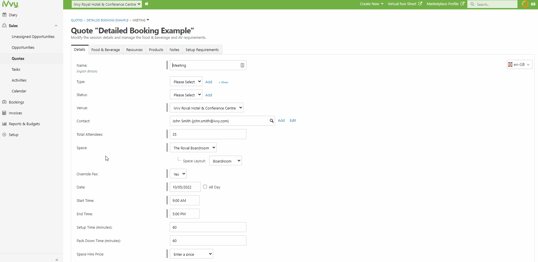 Creating a Detailed Booking