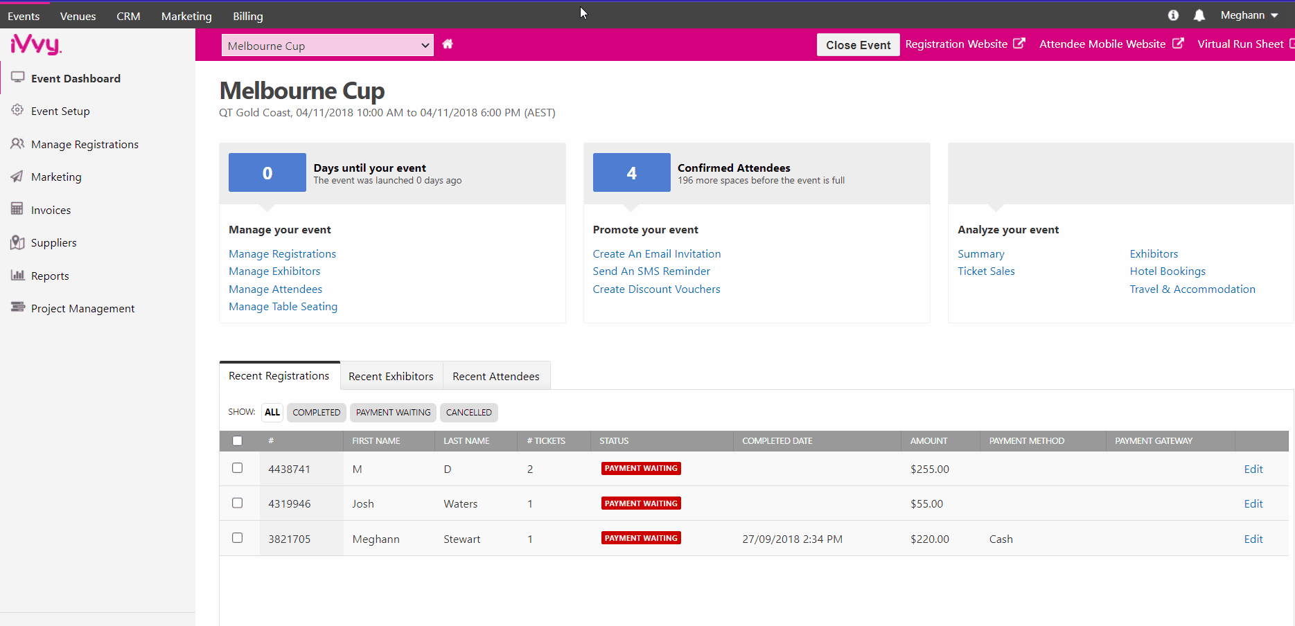 Customizing your Event Website Settings