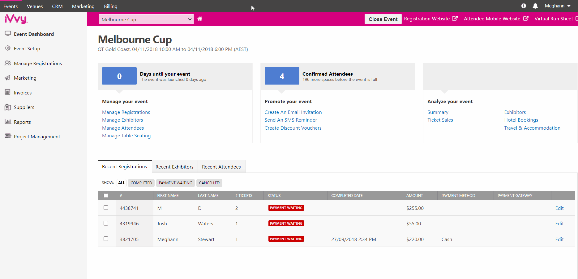 Emailing Invoices to attendees