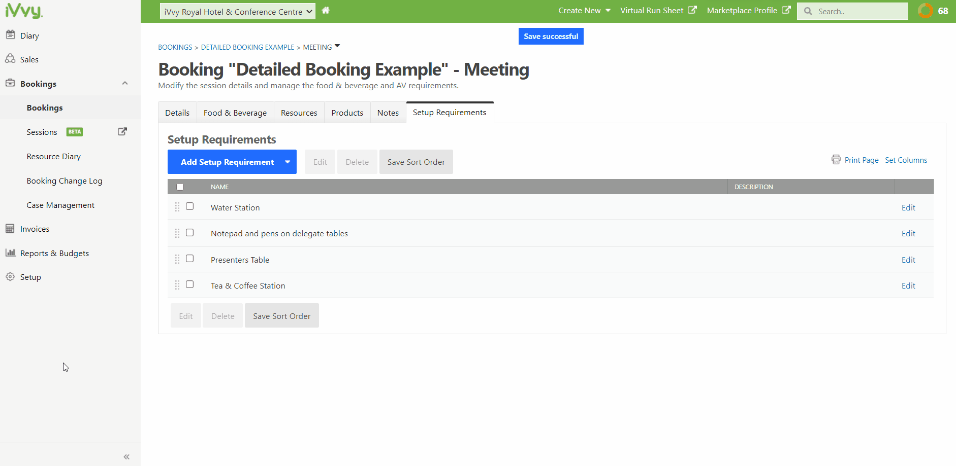 Set up requirements in a detailed booking  2