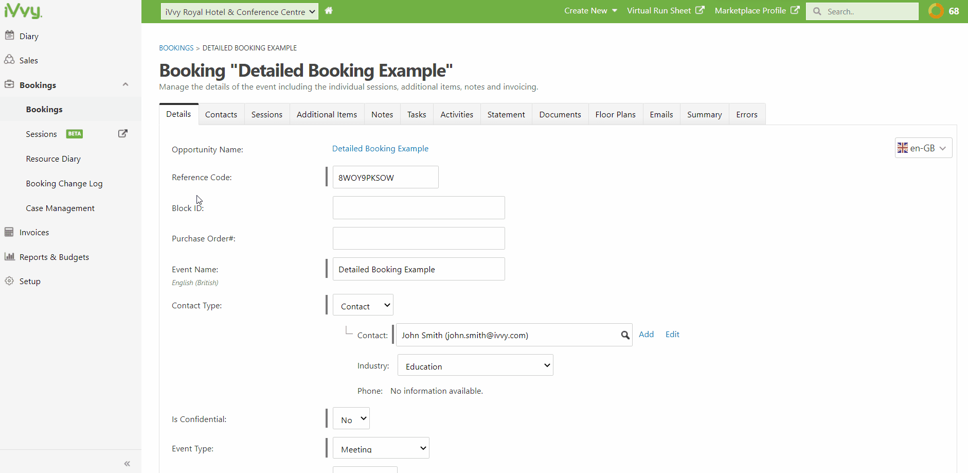 confirming a detailed booking 