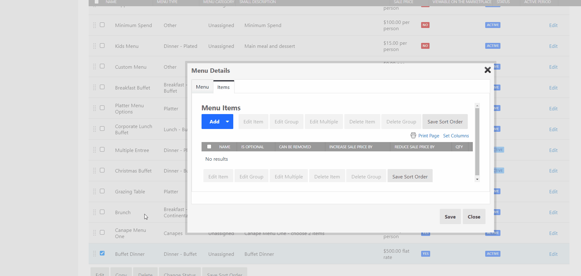 creating a flat rate menu items